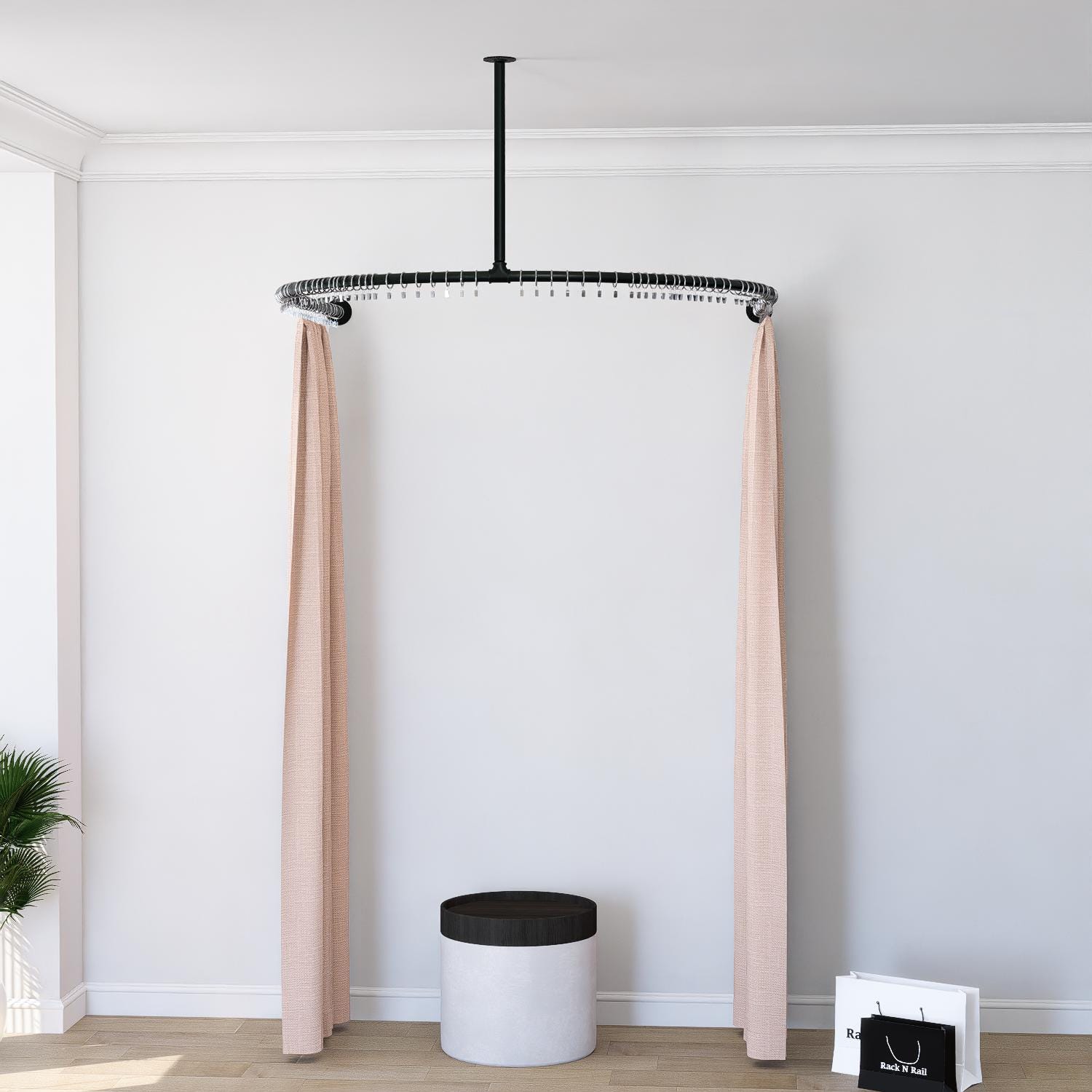 Changing Room Rods Curved Ceiling & Wall Mounted Changing Room Rail | Custom Pipe Curtain ...