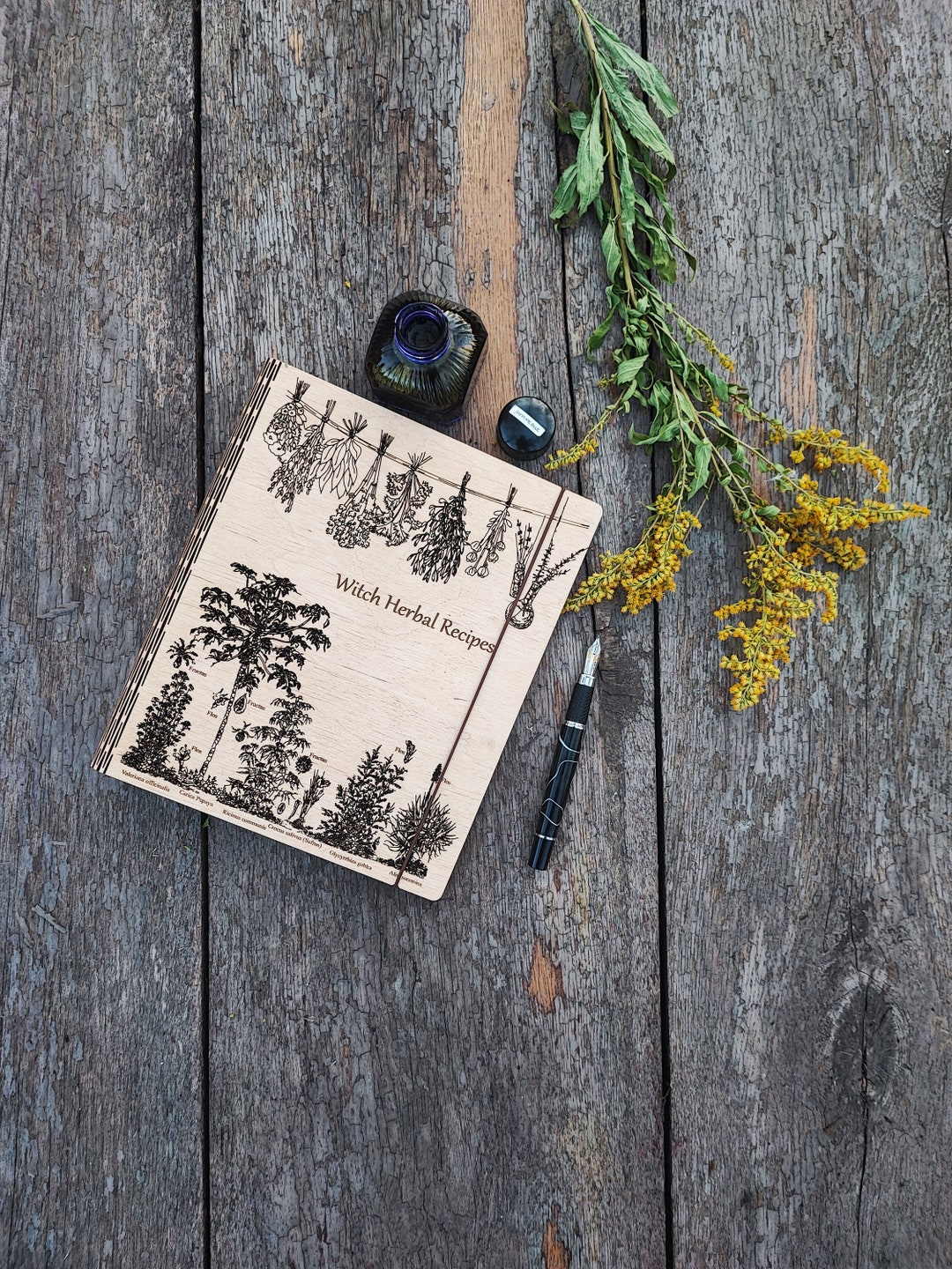 Herbal Recipe Book Wooden Binder Personalized Christmas Gift Etsy