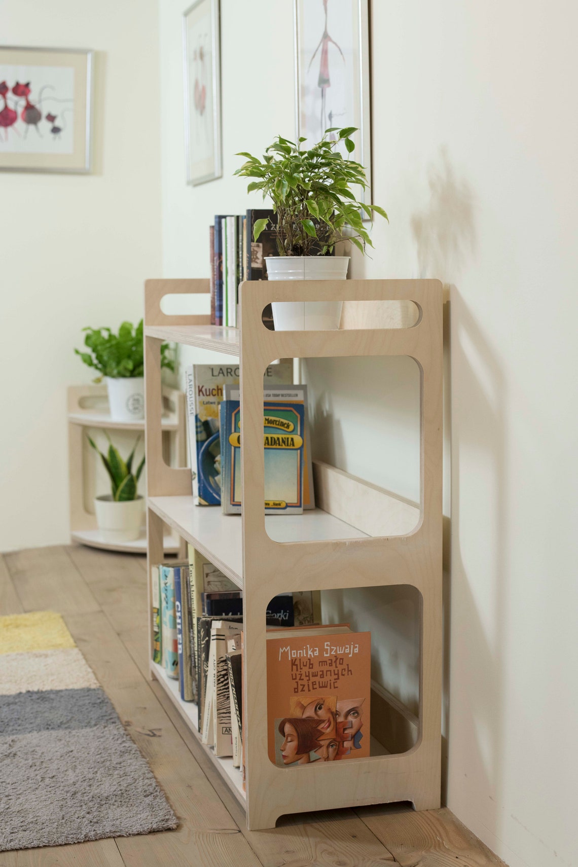 Wooden Floor Shelfplant Shelf Book Shelf Home Decor Wooden Etsy