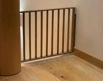 Barrière en bois pour bébés et chiens - Barrière d'escalier de sécurité personnalisée pour animaux de compagnie, opération à une main, assemblage nécessaire