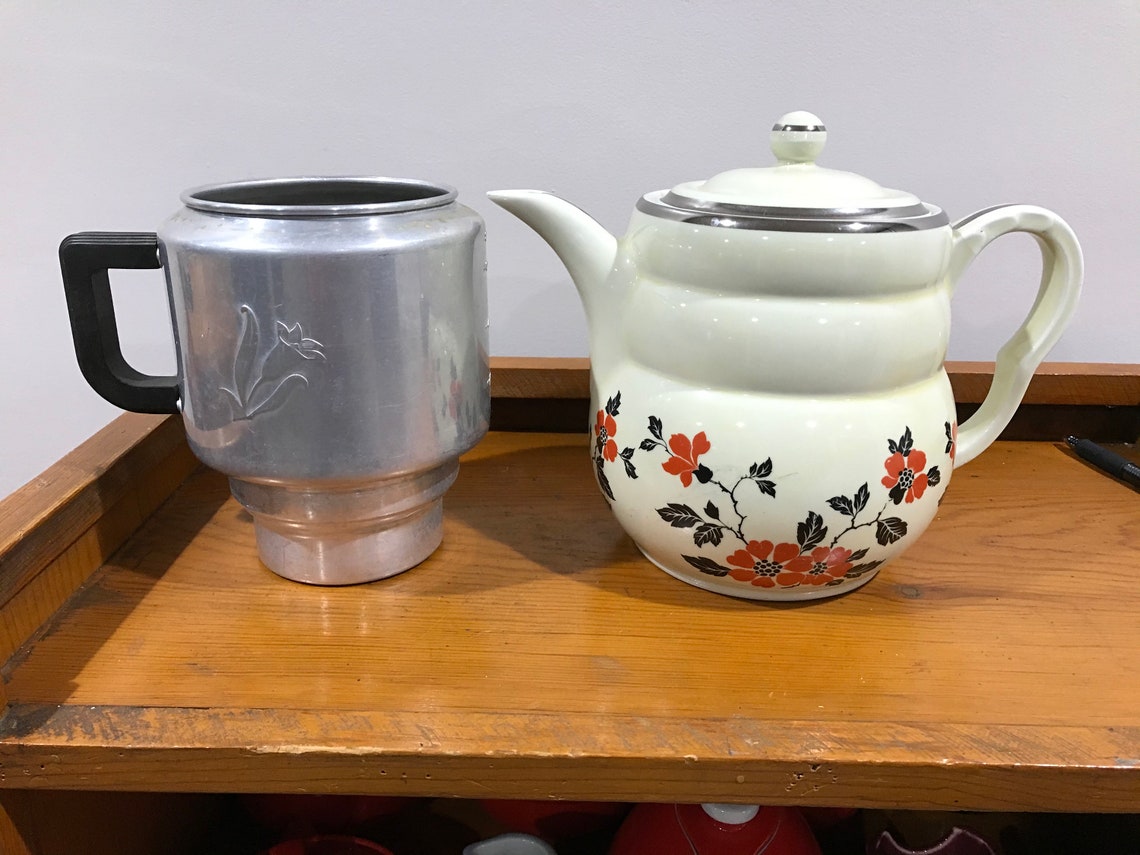 Hall China Red Poppy Coffee Pot with Metal Dripolator Etsy