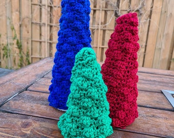 Bobble Crochet Christmas Trees, set of 3