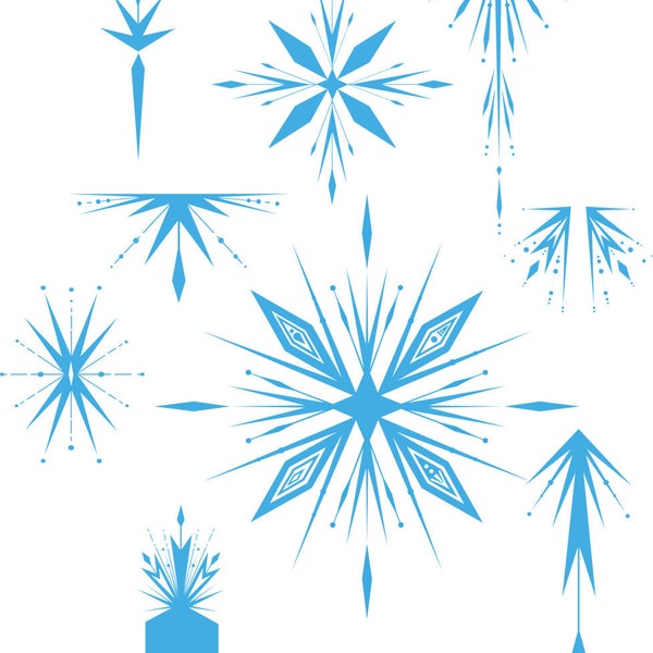 Frozen 2 Elsa snowflake, dress and shoes files SVG PDF PNG and more