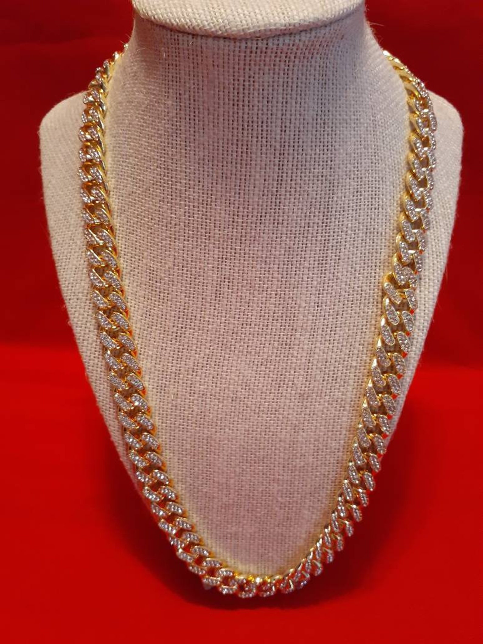 Iced Cuban Link Chain Necklace Gold | Etsy
