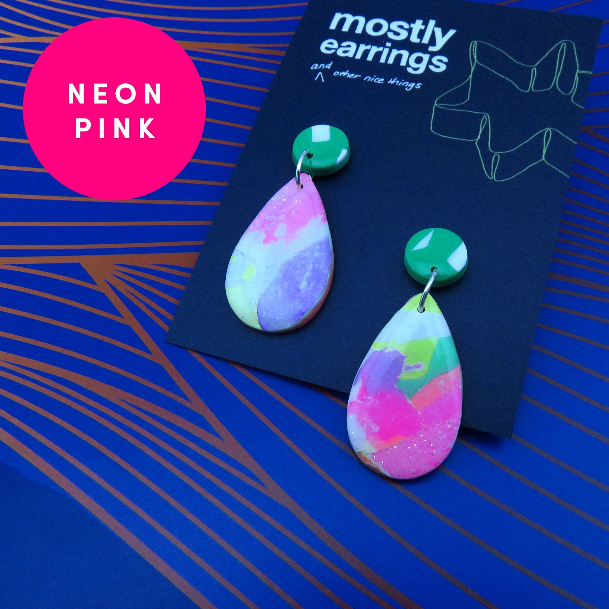 Neon rave earrings colourful earrings festival earrings Etsy