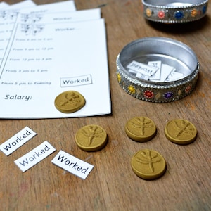 Denarius clay coins for Atrium Parable of the Workers