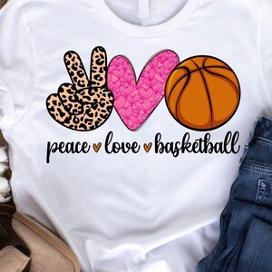 PEACE LOVE BASKETBALL Sublimation Png,  Basketball Leopard Png Image, Sublimation Png, Digital Download, Sublimation Design, Leopard png
