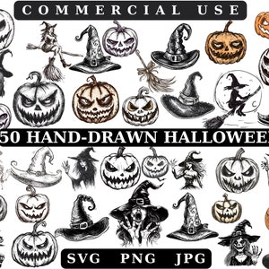 Halloween Clipart Bundle: Witch, Pumpkin, Broom Designs (Digital Download)