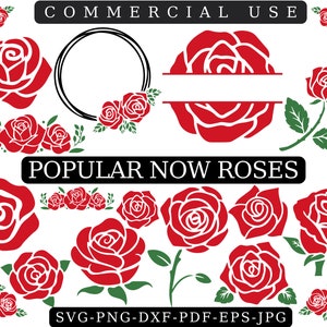 ROSE SVG FILE, Rose Svg Bundle, Roses Svg, Rose Clipart, Flower Svg, Roses Template Svg, Rose Bouquet Svg, Red Rose Svg, Rose Png, Vector
