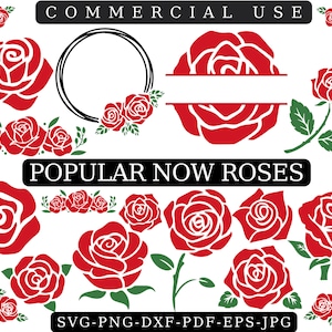 ROSE SVG FILE, Rose Svg Bundle, Roses Svg, Rose Clipart, Flower Svg, Roses Template Svg, Rose Bouquet Svg, Red Rose Svg, Rose Png, Vector