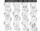 Zodiac Tarot Cards SVG: Mystical Celestial Clipart (Digital Download)