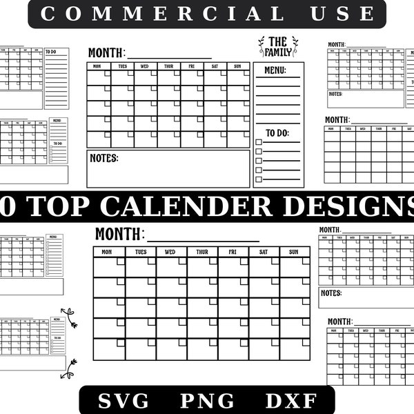 Calendrier SVG, Calendrier Cricut,Calendrier SVG Bundle,Home Decor Svg,Personnalisable,Calendrier mensuel SVG,Calendrier familial SVG,Planificateur