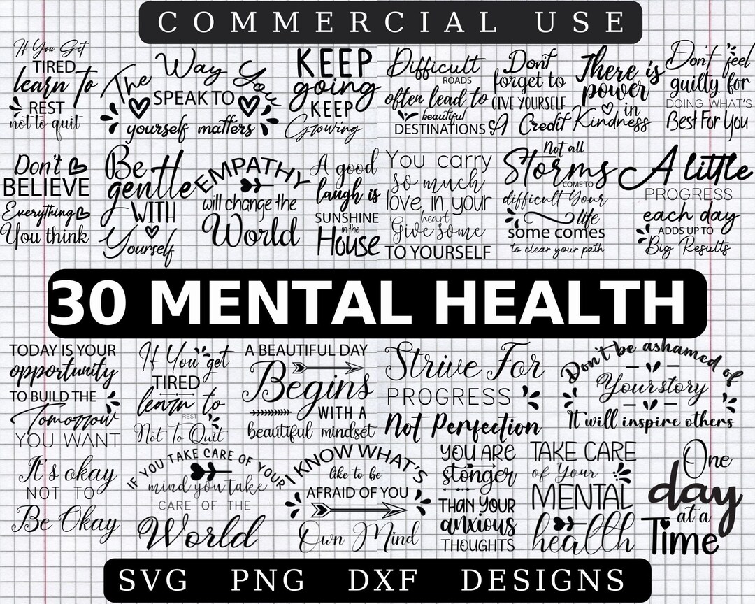 Mental Health SVG Bundle: 30 Inspiring Designs (digital Download) - Etsy