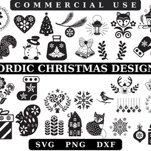 Scandinavian Nordic Christmas svg, Natale scandinavo, Natale di arte popolare, Natale, Natale di fiori, albero di Natale, Natale nordico, Folk