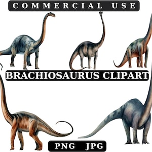 Acuarela Brachiosaurus Dinosaur Clipart, Dino PNG Clip art, archivo digital, diseño de sublimación
