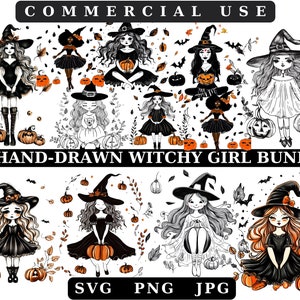 Witch Svg Bundle, Witch Png, Witchcraft Png, Spells Png, Halloween Png, Witch Clipart, Witch Cut Files For Cricut, Hand-Drawn Digital Files