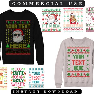 Pacchetto Svg brutto maglione, 10 modelli di Natale + carattere maglione brutto Svg per Cricut, Silhouette Dxf, sublimazione Png Jpg, ferro da stiro, pressa a caldo,9