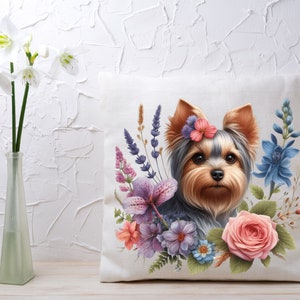 Housse de coussin Yorkshire Terrier, idées cadeaux déco pour animaux de compagnie, cadeau pour maman chien, taie de coussin pour chien mignon, cadeau pour amoureux des chiens, clipart usage commercial