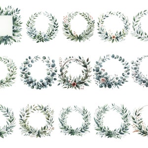 Watercolor Greenery Frames & Borders: Botanical Clipart Bundle (PNG, SVG, DXF)