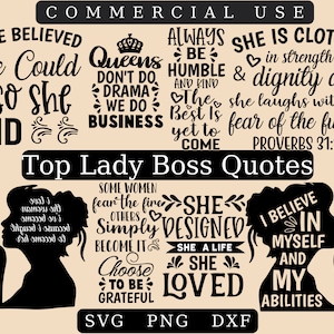 Frauen Empowerment Bundle SVG - Motivations svg - Positive Quotes png - Girl Quotes - Girl Power - Boss Lady - Queen - Cut File für Cricut
