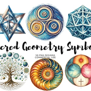 Heilige Geometrie Clipart Sammlung Symbole Png Symmetrische Clipart Digital Download-Format Kommerzielle Nutzung Hohe Details und Auflösung
