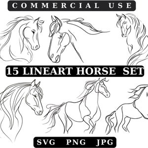 Minimalistic Hand Drawn Horse Clipart,Horse Vector,Vintage Horse Sketches Commercial Use,Farmhouse Decor Vector Images,Black and White Horse