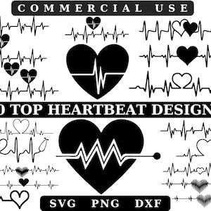 Heartbeat SVG bundel, Heart Beat SVG, Heartbeat Png, medische clipart, Heartbeat lijn SVG-bestanden, gezondheidszorg, verpleegster leven, pulse ijzer, hart SVG, 10