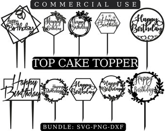 BIRTHDAY CAKE TOPPER svg bundle, circle frame svg, wedding cake topper svg, wreath frame svg, cake topper for cnc, svg files for cricut file