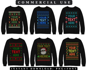 Ugly Christmas Sweater SVG Bundle: Cricut, Silhouette + Font (Digital Download)