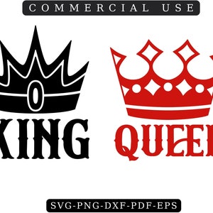 KING QUEEN CROWN Svg, Queen of Hearts, Her King His Queen svg, Ehemann und Frau Svg, Spielkarten svg, Royal svg