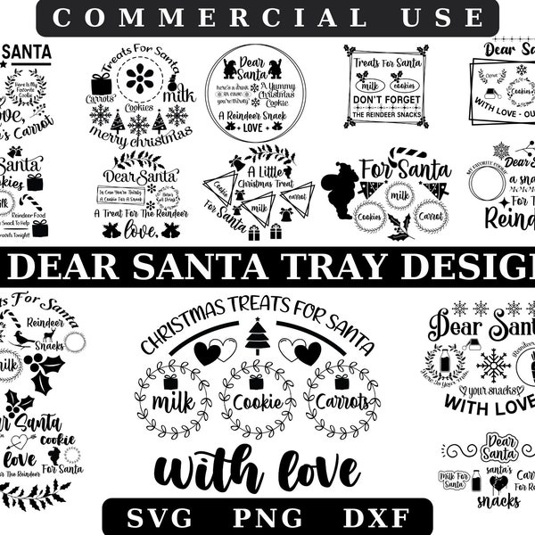 Dear Santa Tray SVG Bundle, Christmas SVG, Santa Tray SVG, Santa Plate svg, Santa Milk Cookies svg,Cookies for Santa svg,Milk for santa svg