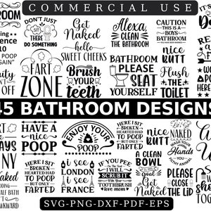 Grappige badkamer SVG-bundel voor Cricut - badkamerborden, toiletpapier, kak - DIY badkamerinrichting grillige badkamer SVG-pakket - grappige kak