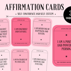 Cartes d’affirmation Téléchargement numérique, confiance en soi et estime de soi, jeu d’affirmations de pleine conscience, cartes flash de citation positive, thérapie