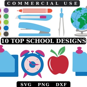 School Supplies Clipart: Back To School SVG Bundle (Digital Download)
