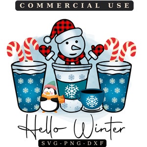 Christmas Snowman Coffee PNG: Winter Sublimation Design (Digital Download)