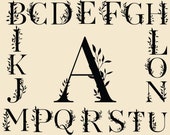 Floral Monogram Letters SVG: Laurel Alphabet (Digital Download)
