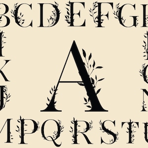 Floral Monogram Letters SVG: Laurel Alphabet (Digital Download)