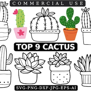 CACTUS SVG, Cactus SVG Cut Files Bundle pour Cricut, Png, Dxf, Cactus Cut file, Cricut, Silhouette, Utilisation commerciale, Cactus Clipart