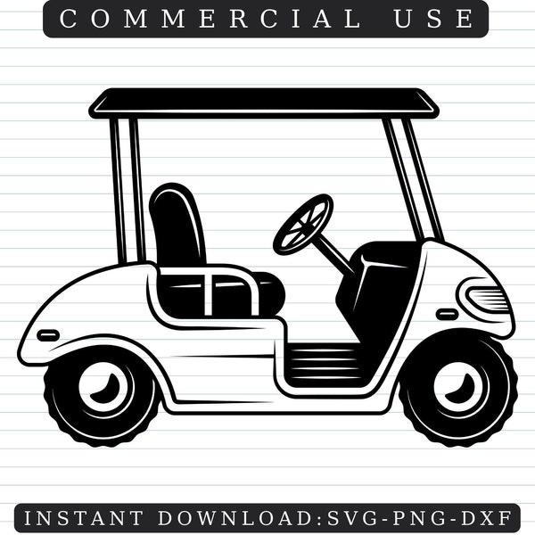 GOLF CART SVG File, Golf Cart Png, Golf Cart Car Buggy Electric Gasoline Drive Caddie Equipment, Svg, Png Clipart Vector Cricut Cut Cutting