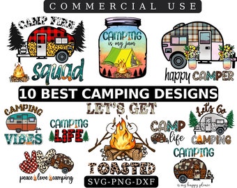 Camping Sublimations-Bundle: Peace Love Camp PNG, SVG (Digitaler Download)