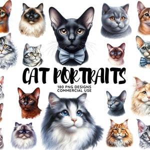 Cat Breeds PNG Bundle, Cats Clipart PNG, Cats Clipart, Animals Clipart, Watercolor Cats, Watercolor Animals, Digital Download,Commercial Use