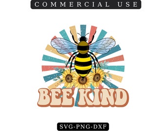 Bee Kind PNG: Vintage Sublimation Design (Digital Download)