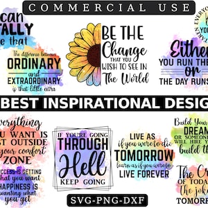 CITAZIONI ISPIRAZIONALI PNG, Sublimazione motivazionale ispiratrice, Svg ispiratore, Citazioni acquerello Png, Download di disegni di sublimazione