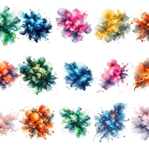 Acuarela Alcohol Tinta Splash Png Clipart Pintura Salpicadura Abstracto Clip Art Color Splash Colorido Gráfico Uso Comercial Descarga Instantánea