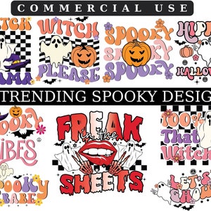 Retro Spooky Season PNG Bundle: Halloween Ghost Designs (Digital Download)