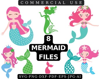 Mermaid Tail SVG Bundle: Summer Sea Clipart (Digital Vector Cut File)
