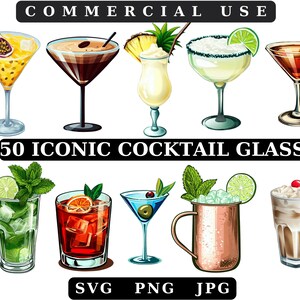 Cocktail Illustrationen,Cocktail Clip Art,Moscow Mule Pina Colada Negroni Mertini Zeichnung,Signatur Drink Zeichen,digitale Datei