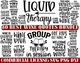 Wine Quotes SVG Bundle: Funny Sassy Sayings (Digital Download)