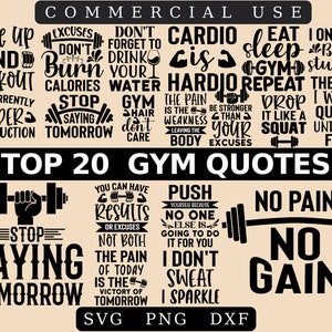 Workout SVG Bundle - Gym SVG Bundle - Fitness SVG, Exercise Svg - Motivational Svg - Workout Shirt Svg - Gym Quotes Svg - Gym Cut File - png