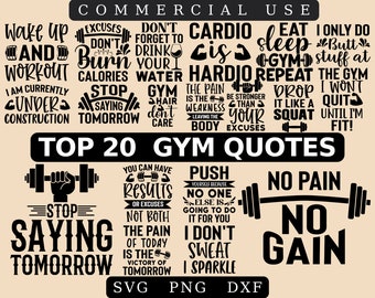 Gymcitat svg-paket – Träningsmotivation, Fitnessklippfiler (svg, png, dxf)